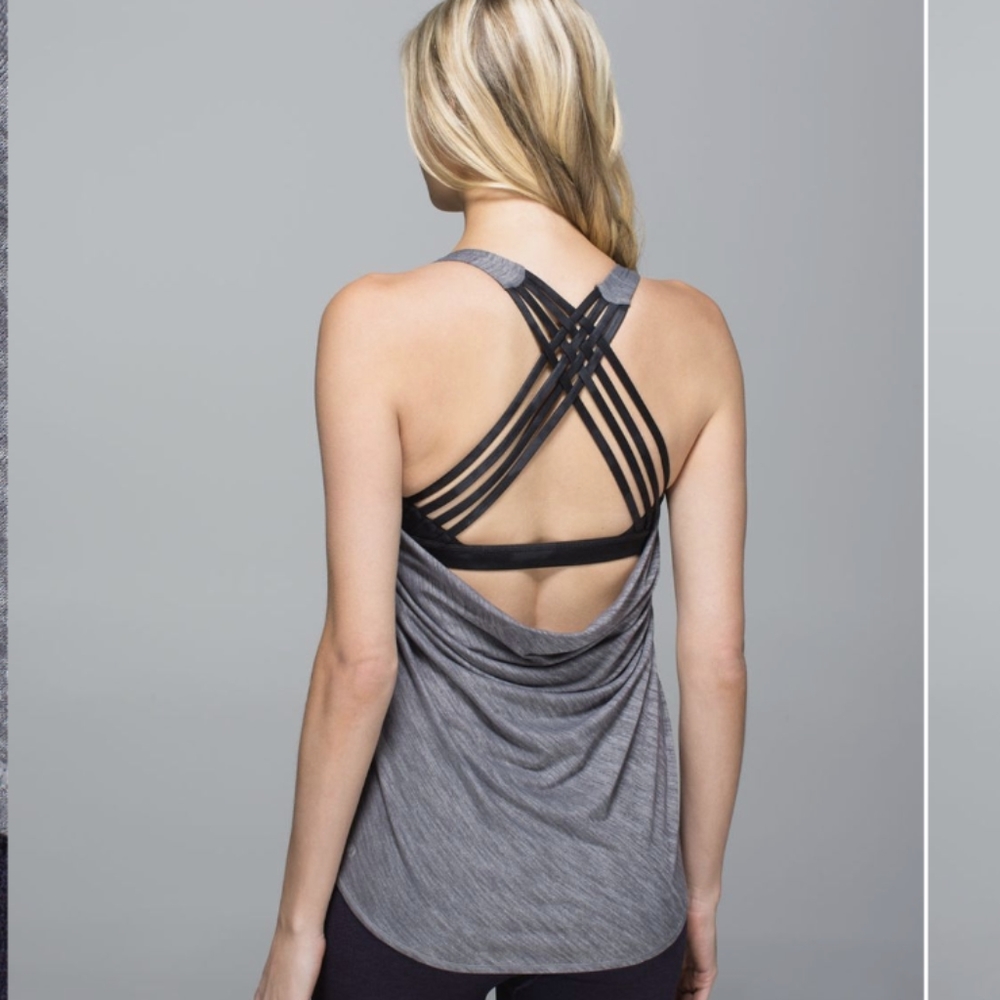 Lululemon Wild Tank Heathered Slate / Dream Rose Deep Coal Black